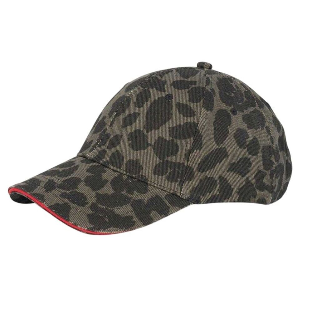 Brave Soul Mens Leopard Print Casual Baseball Cap / Black/Silver Leopard Print